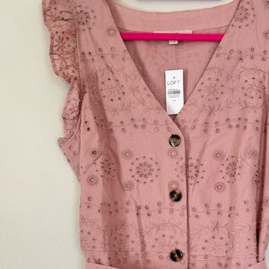 LOFT blush pink eyelet dress